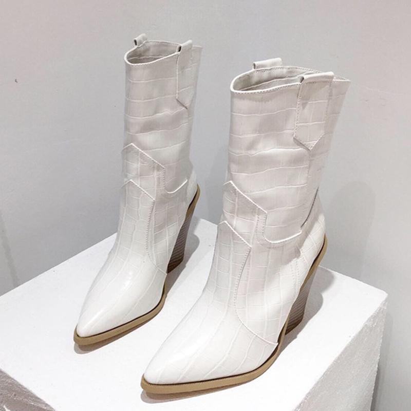 Luxury 2020 Women High Heels Wedges Mid Calf Boots Western Cowboy Boots Designer Cowgirl Snakeskin Shoes Botas Mujer, Black
Luxury 2020 Women High Heels Wedges Mid Calf Boots Western Cowboy Boots Designer Cowgirl Snakeskin Shoes Botas Mujer, Black