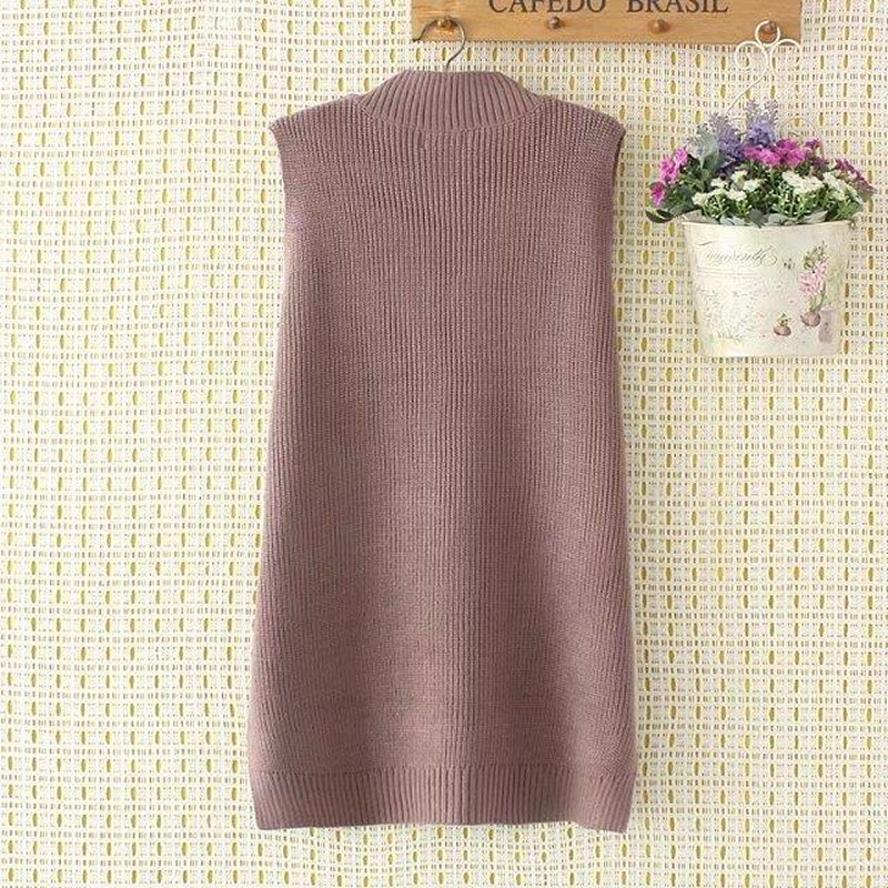 Autumn Preppy Style Knitted Vest Sweaters Women Elegant V Neck Sleeveless Solid Color Long Pullovers Female All Match Loose Tops 201222