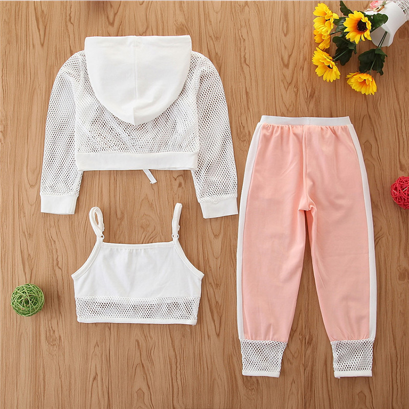 Humor Bear Girls New Summer Children Clothing Sportswear Hoodie Jacket + Camisole + Trousers 3Pcs Toddler Baby Kids Clothes SuitX1019