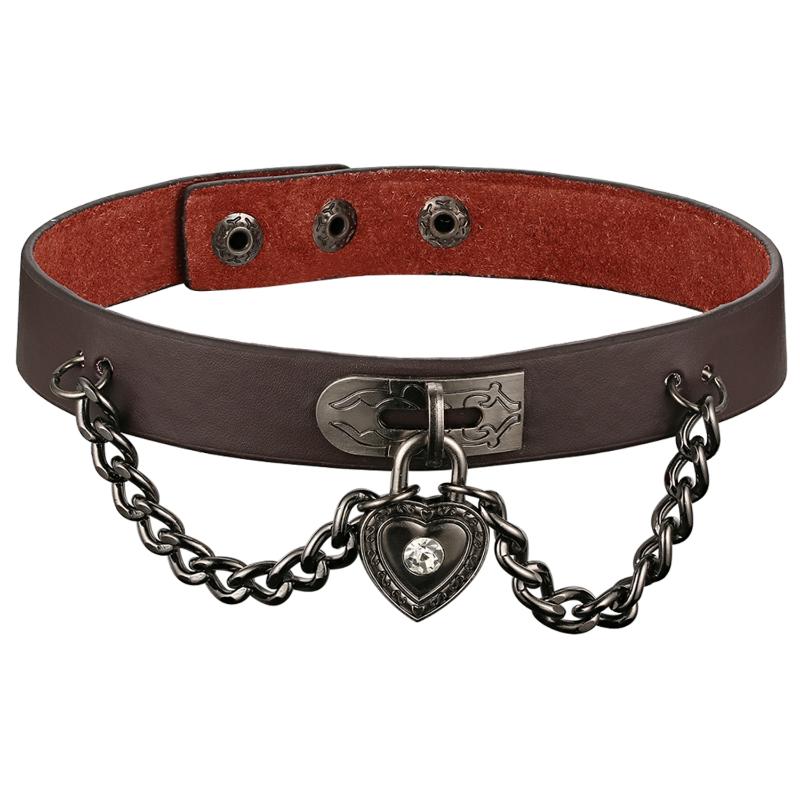 15'' Trendy Sexy Punk Leather Heart Pattern Choker Collar Necklace Handmade Lock Heart Drop Pendant Black Necklace for Women
15'' Trendy Sexy Punk Leather Heart Pattern Choker Collar Necklace Handmade Lock Heart Drop Pendant Black Necklace for Women