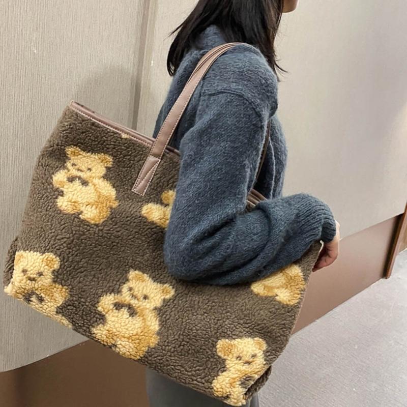 Women Lamb Like Fabrics Shoulder Tote Bag Fluffy Fur Bear Handbags Shopping Bags Q1QA, Black
Women Lamb Like Fabrics Shoulder Tote Bag Fluffy Fur Bear Handbags Shopping Bags Q1QA, Black