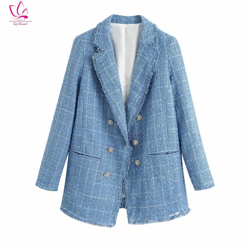 SUSOLA Casual Notched Blazers Women Fashion Tweed Double Breasted Jackets Women Elegant Long Sleeve Suits Female Ladies DB, Aspicture
SUSOLA Casual Notched Blazers Women Fashion Tweed Double Breasted Jackets Women Elegant Long Sleeve Suits Female Ladies DB, Aspicture