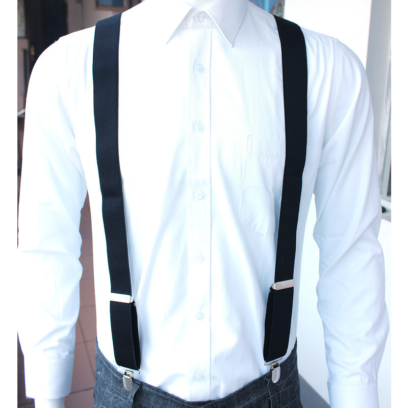 3.5cm Width Adult Men's Harness 4 Clip X-type Gentleman Suspenders Elastic Double Shoulder Strap Trousers Clothing Accessories 201028