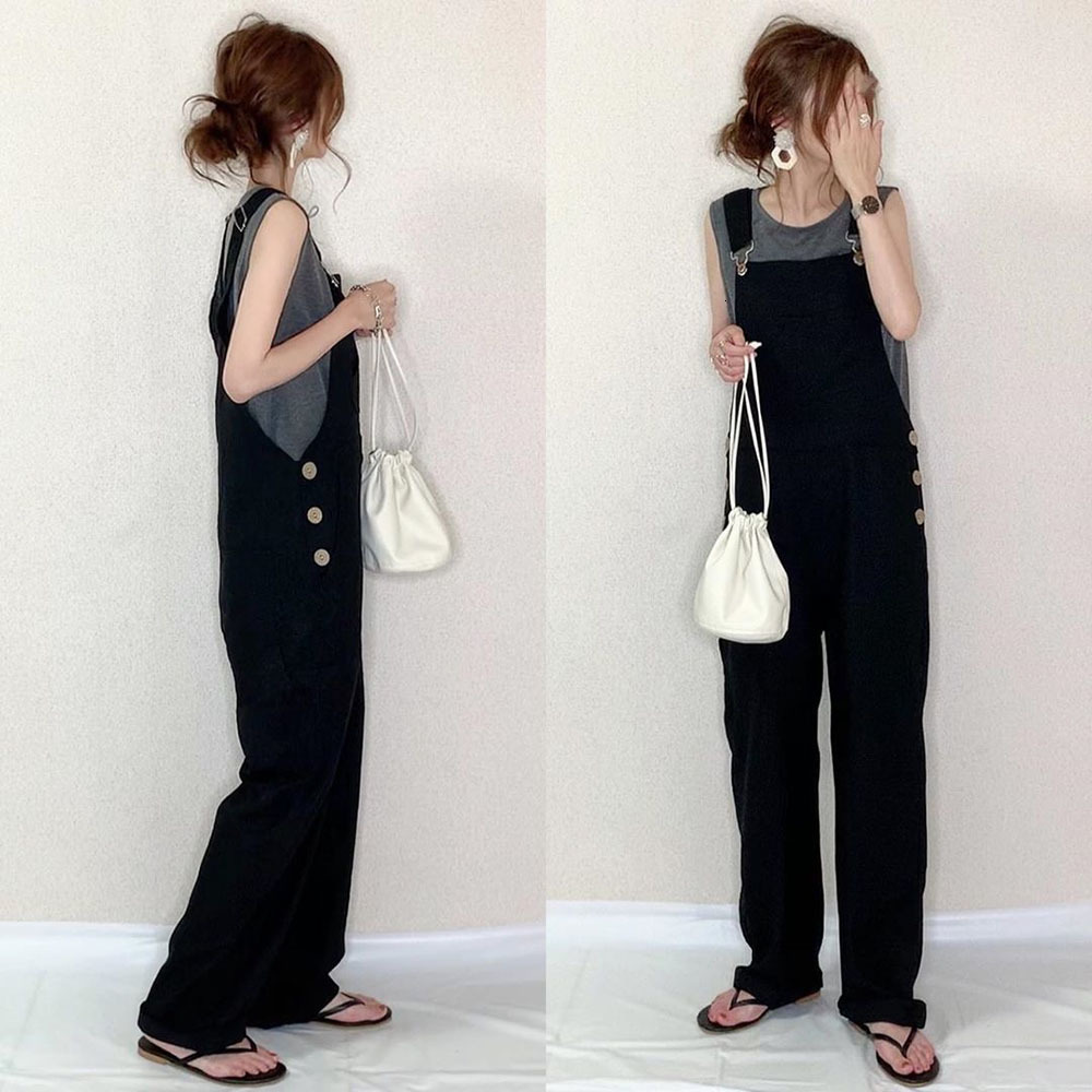 2021 New Japan Korea Women Jumpsuit Autumn Simple Ancient Strap Loose Straight Tube Jeans Pants Button Waist Young Girl A0RG, Black
2021 New Japan Korea Women Jumpsuit Autumn Simple Ancient Strap Loose Straight Tube Jeans Pants Button Waist Young Girl A0RG, Black