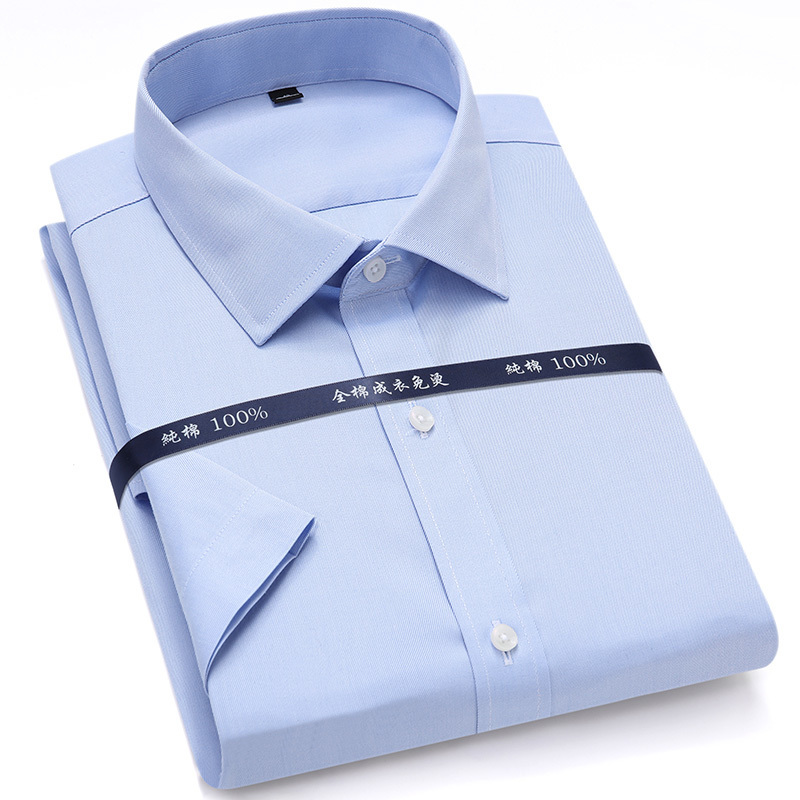 Summer Non Iron Pure Cotton Mens Formal Dress Shirts White Short Sleeve Business Office High Quality Regular Fit Male Shirt 201124