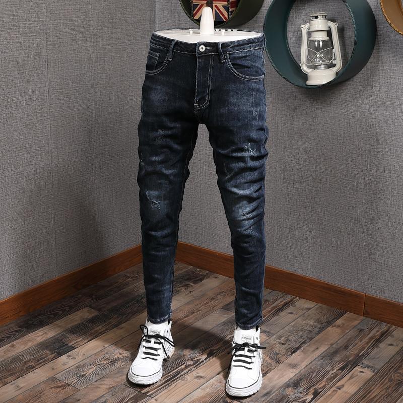 Korean Style Fashion Men Jeans Retro Black Blue Elastic Slim Fit Ripped Denim Pants Homme High Quality Vintage Designer Trousers
Korean Style Fashion Men Jeans Retro Black Blue Elastic Slim Fit Ripped Denim Pants Homme High Quality Vintage Designer Trousers