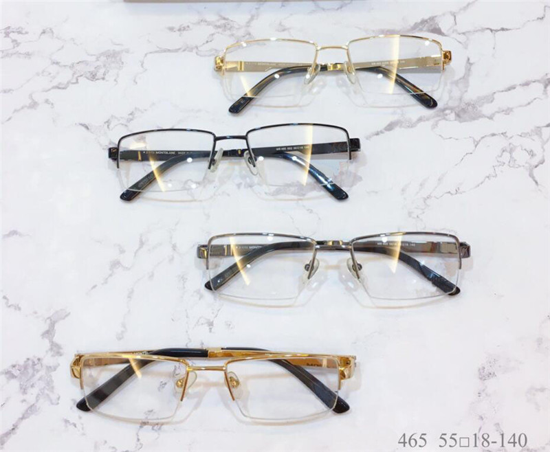 Classic men simple business style optical glasses square design metal half frame transparent lens popular generous transparent glasses 465