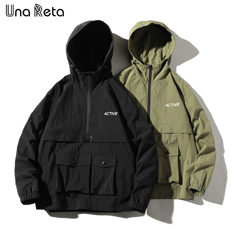 Una Reta Hip Hop Jacket Coat Mens Hooded Windbreaker Jacket Autumn New Casual Harajuku Loose Hoodie Jacket Coats Streetwear Man T200107