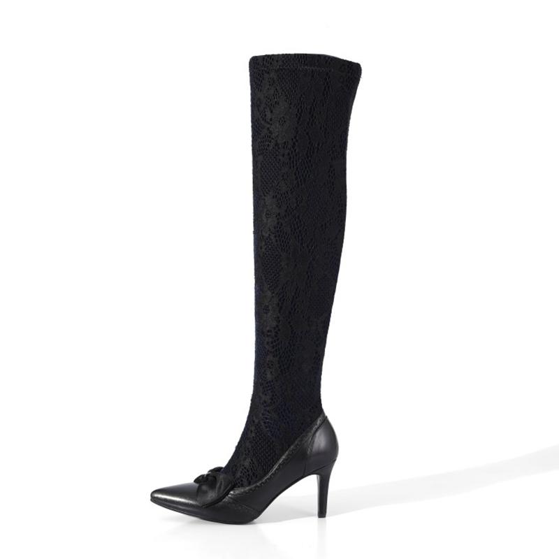 MKKHOU Over-the-knee Boots Women 2020 New Winter Leather Pointed Bow Sexy Lace Thigh-high 8cm High Heel Boots Elastic Girl, Black
MKKHOU Over-the-knee Boots Women 2020 New Winter Leather Pointed Bow Sexy Lace Thigh-high 8cm High Heel Boots Elastic Girl, Black