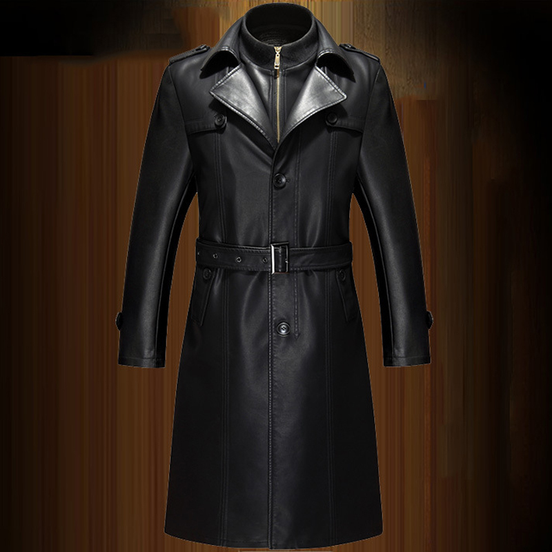 Real Leather Sheepskin Mens Leather Jacket Coats Windbreaker Plus Size 5XL European Russia Male Genuine Leather Trench Coat A589 201127