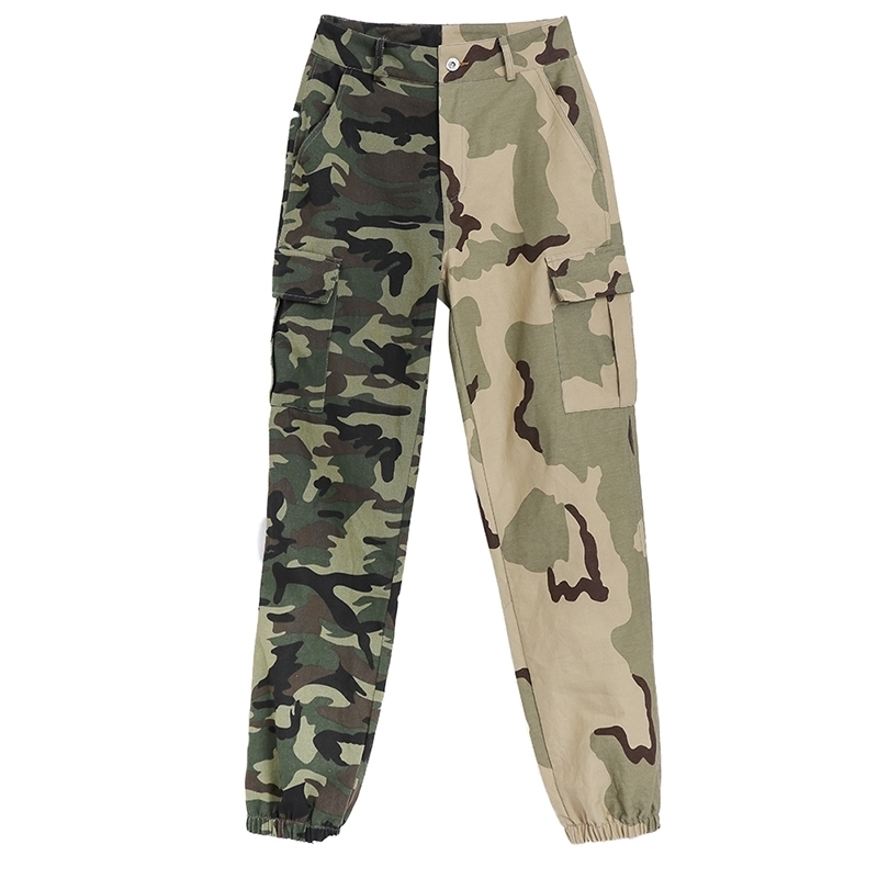 DEAT new spring and summer full length cargo pants poclet green Camouflage full length female trousers WM64006L 201109