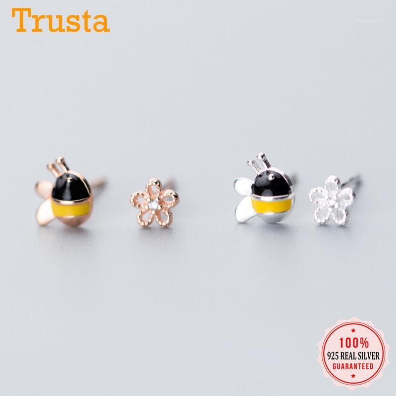 Trusta 100% 925 Sterling Silver Women's Jewelry Asymmetrical Bee Flowers Stud Earrings Gift for Girls Kids Lady Madam DS7341
Trusta 100% 925 Sterling Silver Women's Jewelry Asymmetrical Bee Flowers Stud Earrings Gift for Girls Kids Lady Madam DS7341
