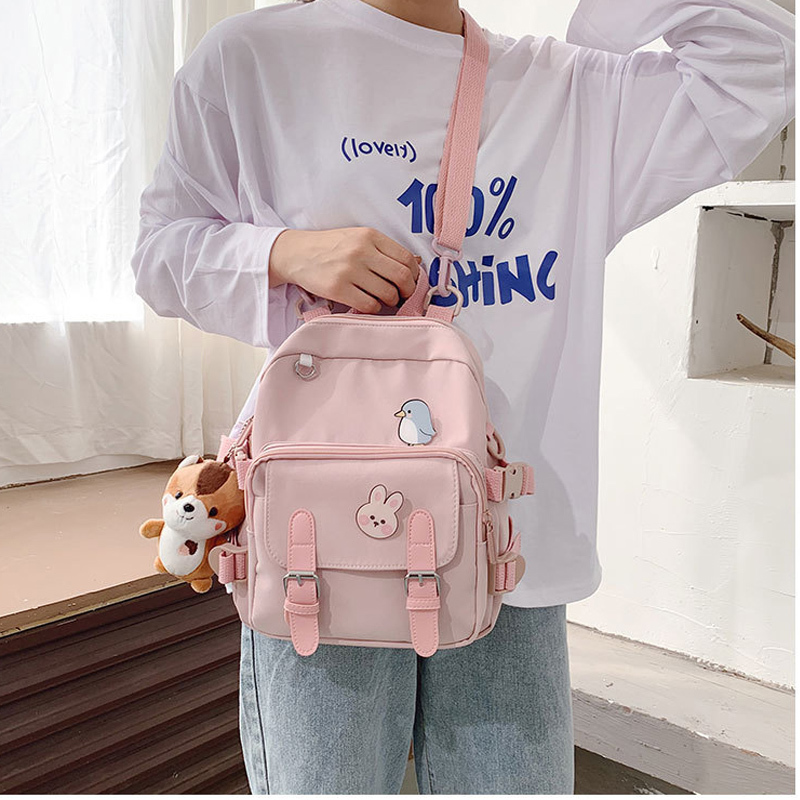 Korean Style Canvas Small Mini Backpack For Women Fashion Travel Backpack Leisure School Bag Tote For Tennage Girl Shoulder Bag LJ200128