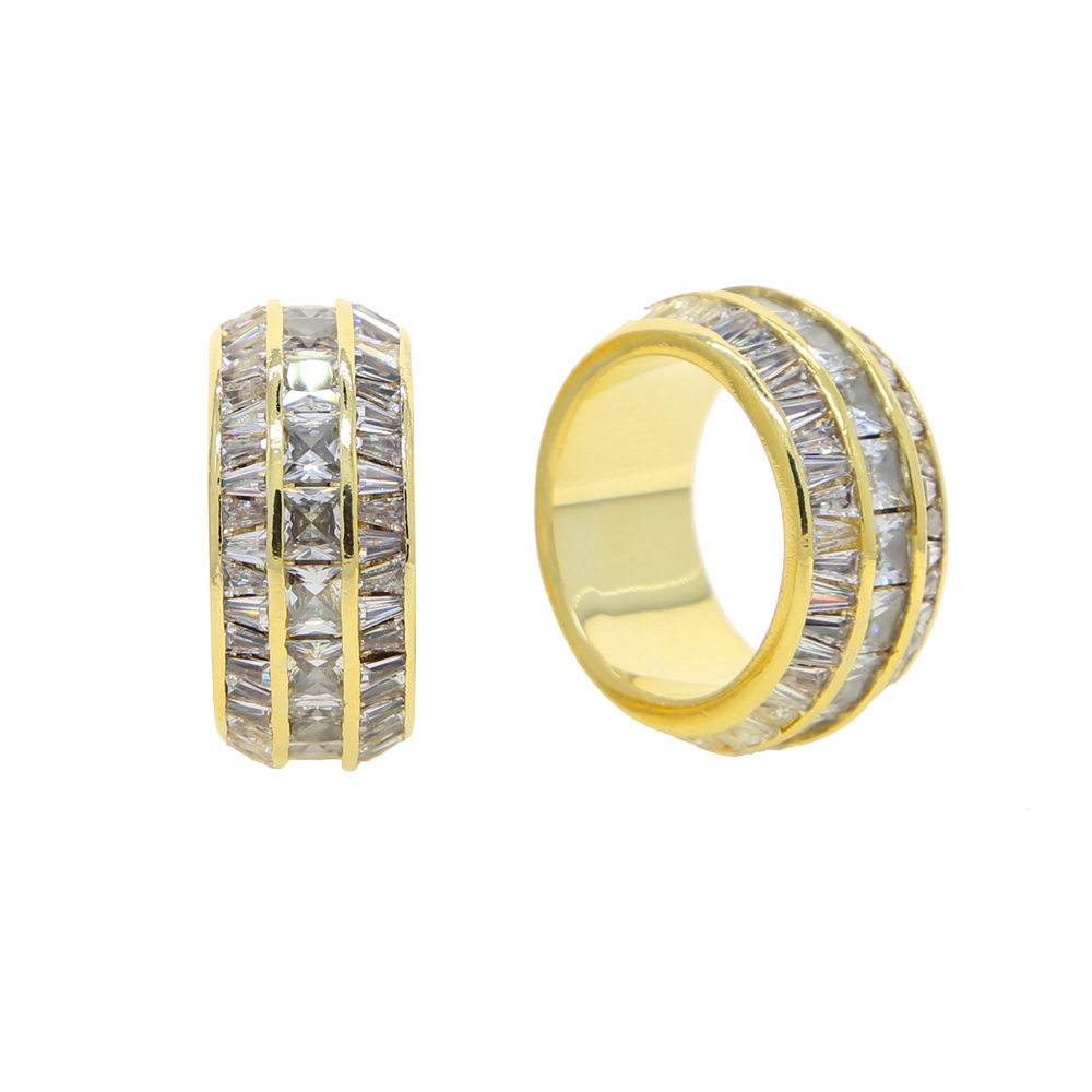 3 Layer Baguette CZ Engagement Band Iced Out Bling Hip Hop Full Finger CZ Eternity Men Ring US size 9 10 11 Gifts