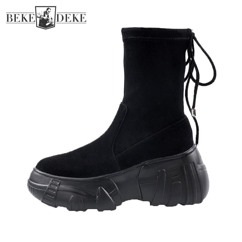 Womens Elastic Flock Socks Boots Winter Shoes Fleece Liner Sheep Suede Ankle Boots Fashion Lady Thick Platform High Top Sneakers, Black
Womens Elastic Flock Socks Boots Winter Shoes Fleece Liner Sheep Suede Ankle Boots Fashion Lady Thick Platform High Top Sneakers, Black