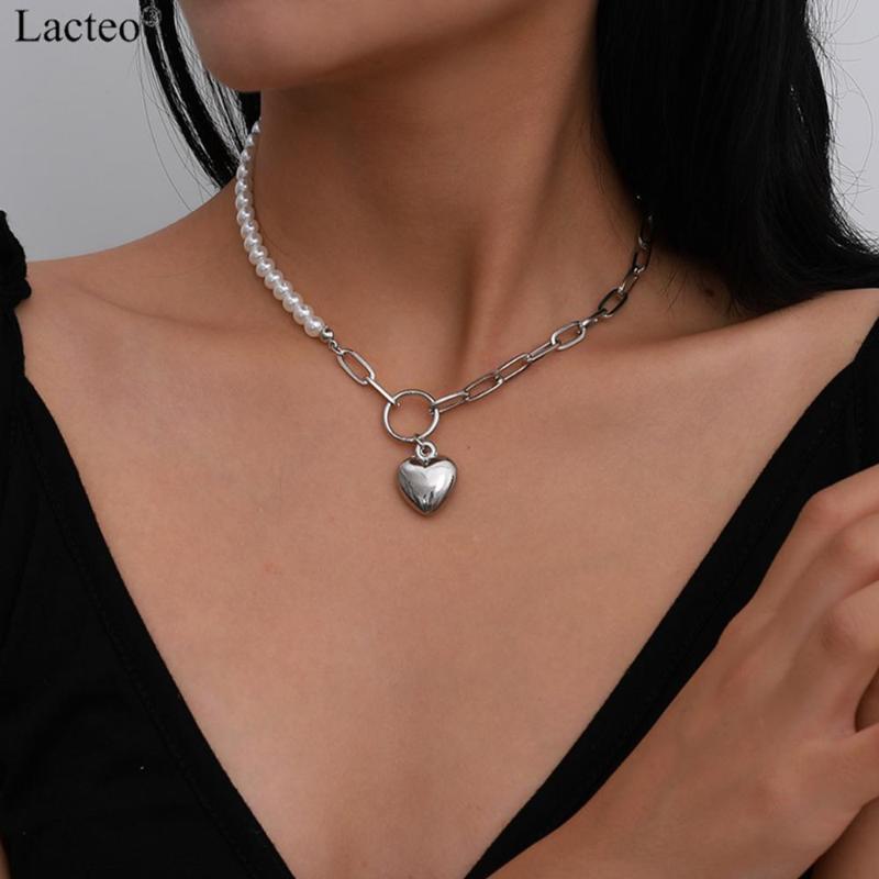Pendant Necklaces Lacteo Hip Hop Heart Love Necklace Steampunk Imitation Pearl And Thin Cross Chain Choker Jewelry For Women
Pendant Necklaces Lacteo Hip Hop Heart Love Necklace Steampunk Imitation Pearl And Thin Cross Chain Choker Jewelry For Women