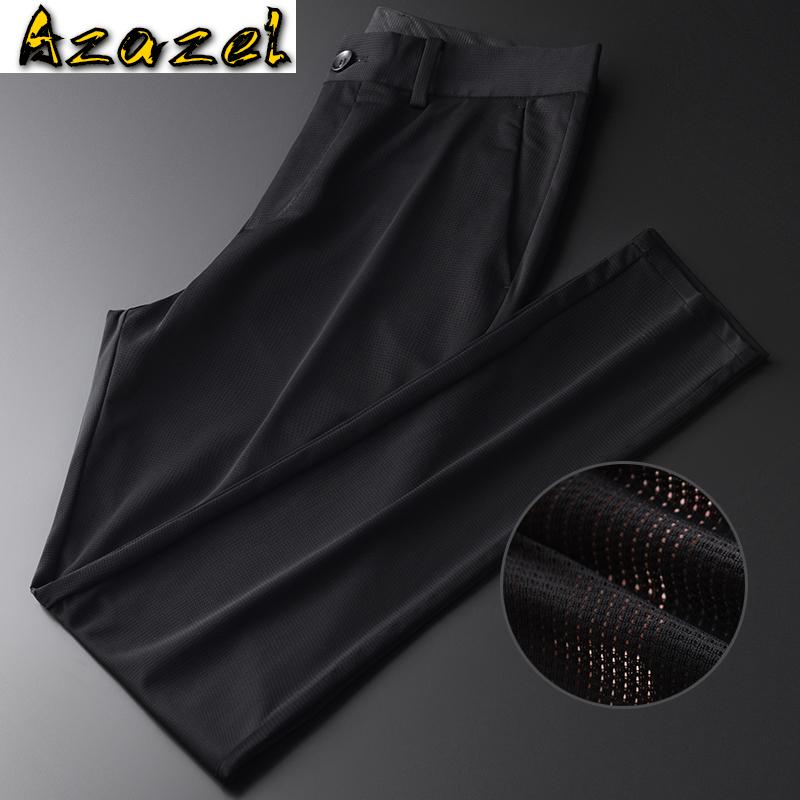 Azazel Summer Thin Mens Pants Luxury Solid Color Silk Lodowaty Ventilate Elastic Male Pants Fashion Slim Casual Men's Trousers, Black
Azazel Summer Thin Mens Pants Luxury Solid Color Silk Lodowaty Ventilate Elastic Male Pants Fashion Slim Casual Men's Trousers, Black