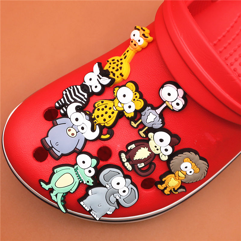 Funny Animals PVC Shoe Charms Elephant Shoe Accessories Bison Zebra Monkey Shoes Decoration Buckles Kid's Gifts