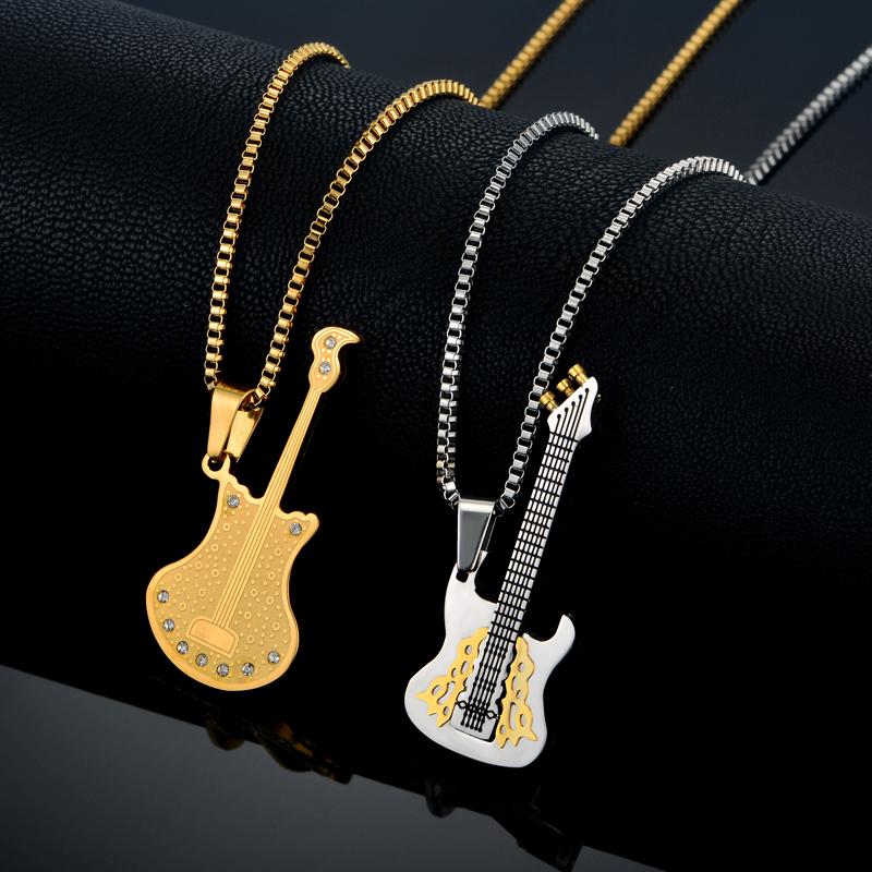 Men Necklaces Musical Pendants Jewelry For Women Stainless Steel Gold Color Punk Rock Guitar Pendant With Box Chain 19" 22" 24
Men Necklaces Musical Pendants Jewelry For Women Stainless Steel Gold Color Punk Rock Guitar Pendant With Box Chain 19" 22" 24