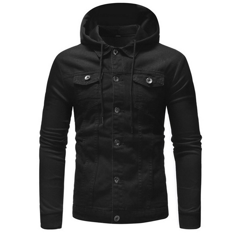 New Denim Jacket Men Hooded Sportswear Outdoors Casual Fashion Jeans Jackets Hoodies Cowboy Mens Jacket Coat Fitness 201130