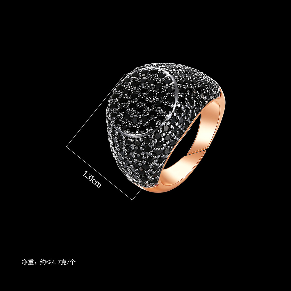 Men's Hip Hop Vintage Adjustable Rings Gold Plated Shining Black Cubic Zircon Finger Ring Jewelry Gift