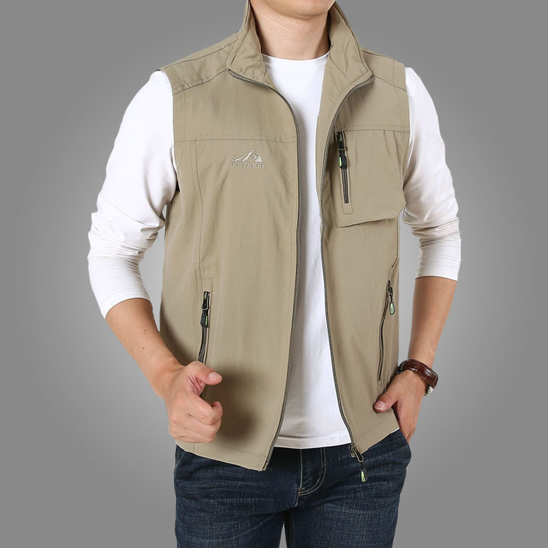 Vests For Men Summer Sleeveless Jackets Male's Solid Cotton Quick Dry Breathable Outdoor Casual Hiking Fishing Clothing 201128