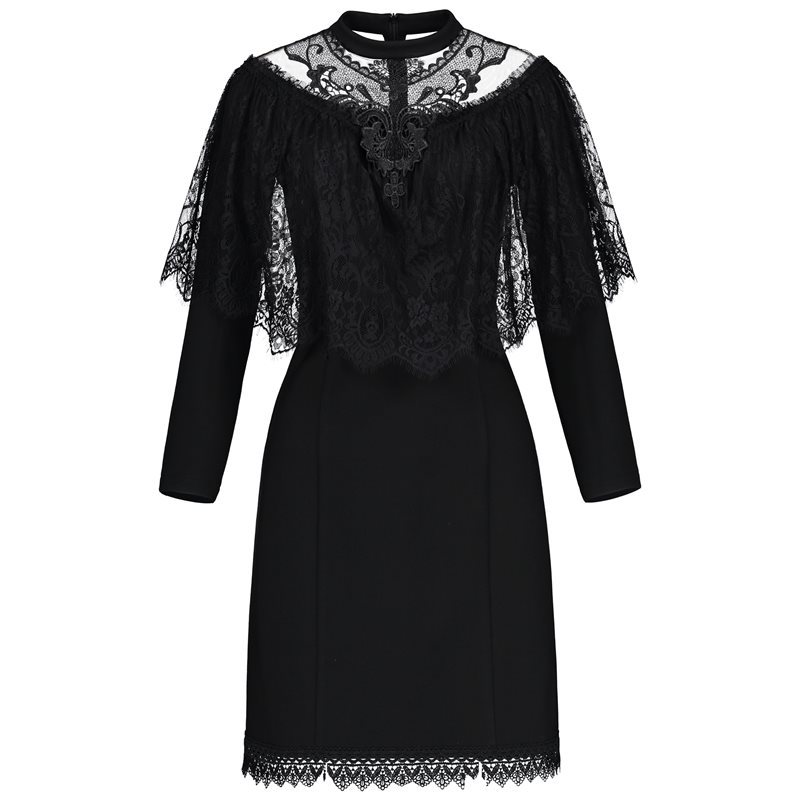 2021 Rosetic Gothic Lace Elegant Black Stan Dressed As Woman Knitted Plain See-through Party Dress Long 2xl Sleeve at Knee Height Ov7p 
2021 Rosetic Gothic Lace Elegant Black Stan Dressed As Woman Knitted Plain See-through Party Dress Long 2xl Sleeve at Knee Height Ov7p