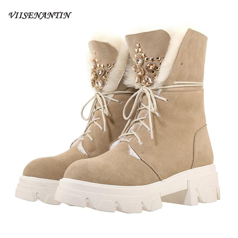 Winter New Mid-tube Velvet Warm Women's Platform Fur Cotton Snow Boots Flat Platform Crystal Bling Lace-up Nude Shoes, Black
Winter New Mid-tube Velvet Warm Women's Platform Fur Cotton Snow Boots Flat Platform Crystal Bling Lace-up Nude Shoes, Black