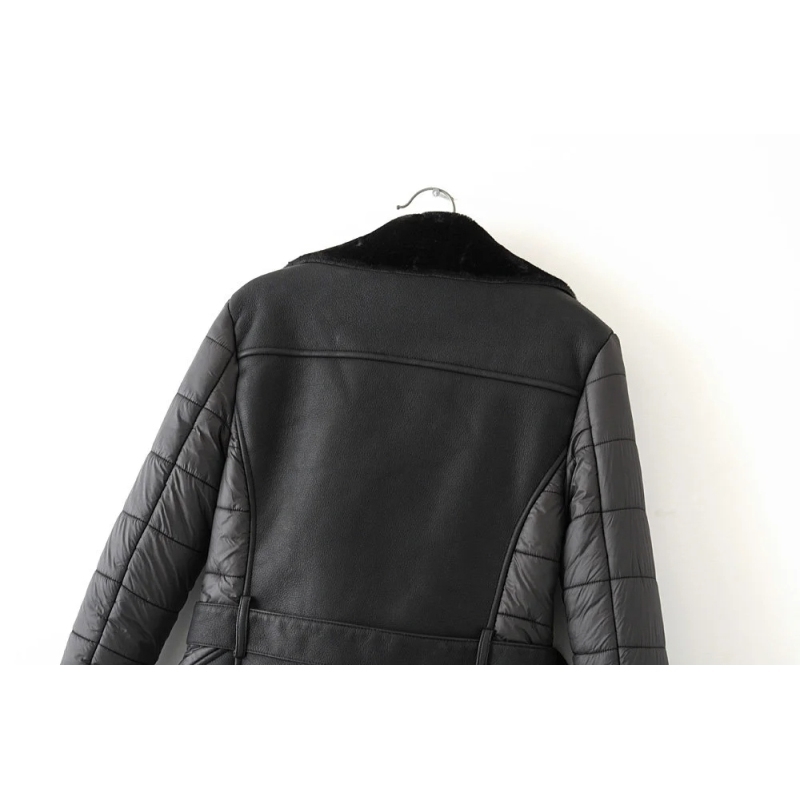 fashion women long PU leather coats winter ladies fur collar faux leather jackets vintage female long jacket girls pocket 201020