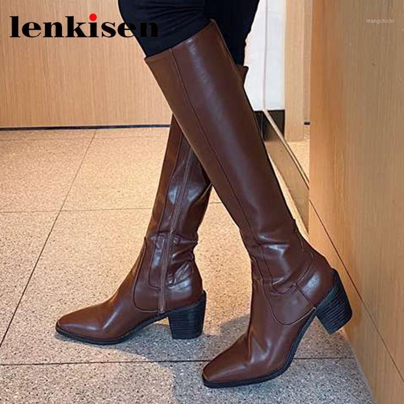 Lenkisen split leather small square toe high heel Korean style young lady handsome streetwear vintage solid knee-high boots L221, Black
Lenkisen split leather small square toe high heel Korean style young lady handsome streetwear vintage solid knee-high boots L221, Black