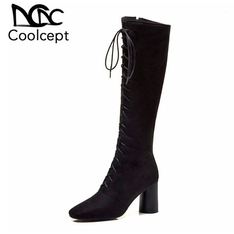 CoolCept Women Knee High Boots Solid Color Black Boots Cross Strap Zipper High Heel Shoes Woman Winter Footwear Plus Size 32-481
CoolCept Women Knee High Boots Solid Color Black Boots Cross Strap Zipper High Heel Shoes Woman Winter Footwear Plus Size 32-481
