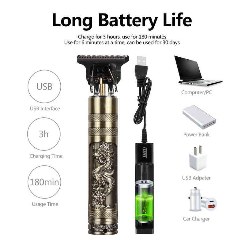 Hair Clipper Set Electric Trimmer Cordless Shaver Men Barber Cutting Machine for Rechargeable USB Gold 220121
