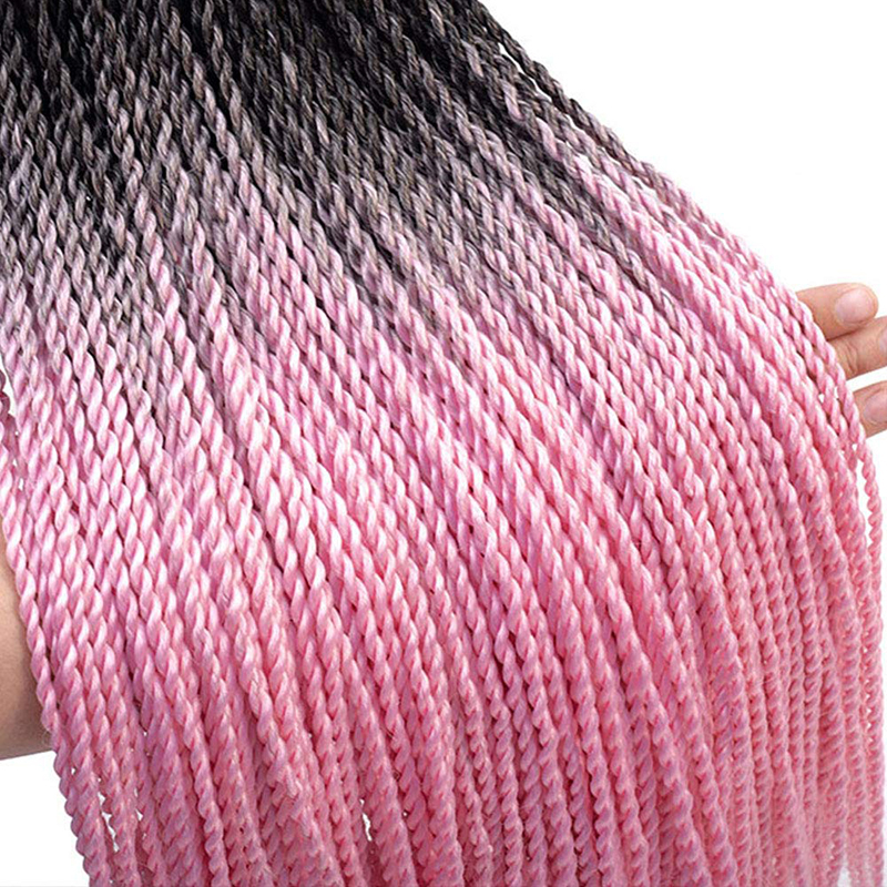 22 Inch Synthetic Hair Extensions Color Gradient Two Strand Braids 2 Colors Gradients Pure Black Twos Strands Dirty Braidss Hair Crochet Wig WH0523