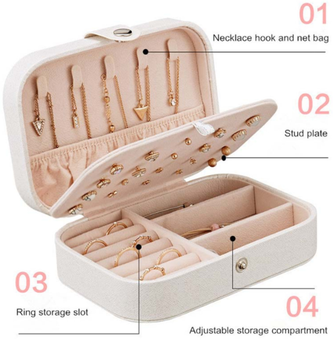 Jewelry Box PU Leather Jewellery storage Earring Boxes Packaging Storage Display Case Organizer for Home Travel girl gift T200917