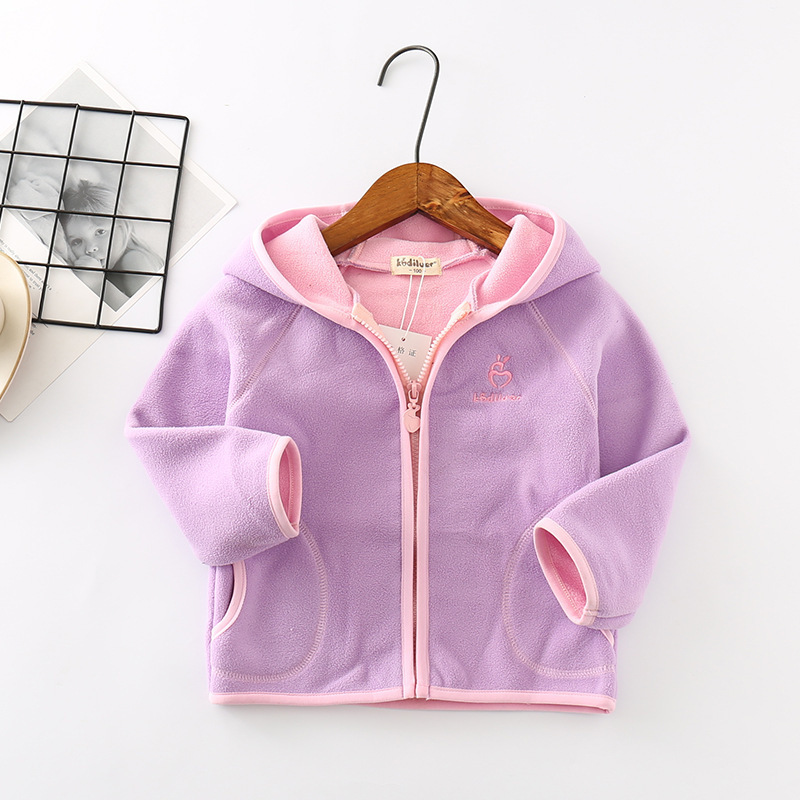 New Spring Autumn Girls&Boys Fleecy fleece Hooded children's coat Baby Kids Coats Jacket Clothing Outwear LJ200828