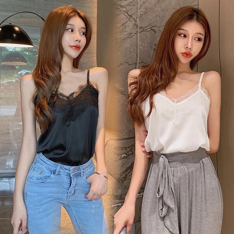 Summer with Lace Silk Cami for Women Spaghetti Strap Top Tank Ladies Tops White Camisole Basic Tops Women Plus Size XXXL/4XL, Black
Summer with Lace Silk Cami for Women Spaghetti Strap Top Tank Ladies Tops White Camisole Basic Tops Women Plus Size XXXL/4XL, Black