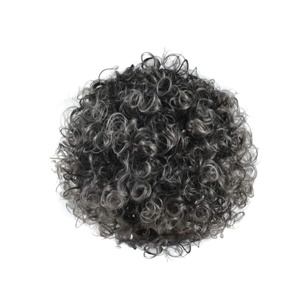 Hot sell 100% real hair gray puff afro ponytail hair extension clip in Remy afro kinky curly drawstring ponytails grey hair piece 120g