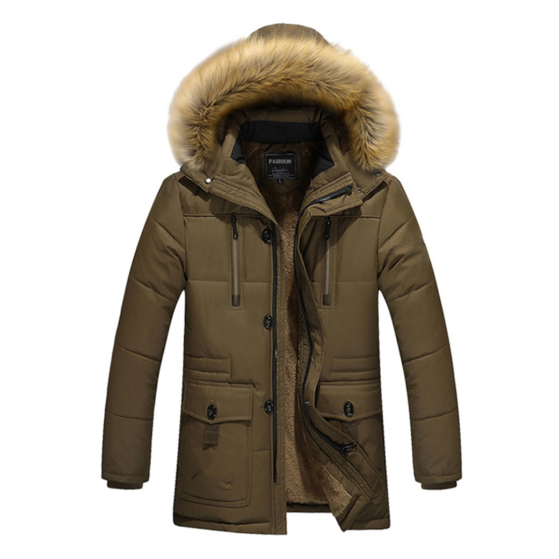 AKSR Men's Winter Jacket Coat Thick Fleece Warm Winter Coat Men Fur Hooded Collar Large Size Parka Windbreaker Casaco Masculino 201128