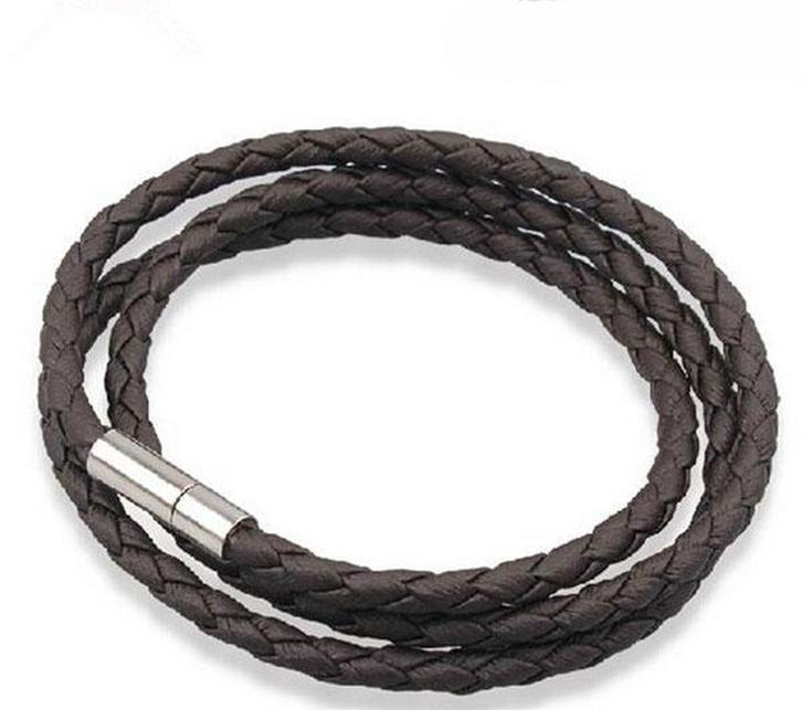 Mens Leather Bangle Bracelets Blackbrown Mesh Magnetic Stainless Steel Clasp Double Wrap Wristband Beautiful Ti jllxaF ffshop2001