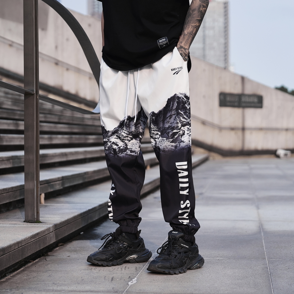 Chinese Style Letter Print Joggers Pants Windbreaker Loose Casual Drawstring Mens Pants Oversize Hip Hop Harajuku Trousers T200422