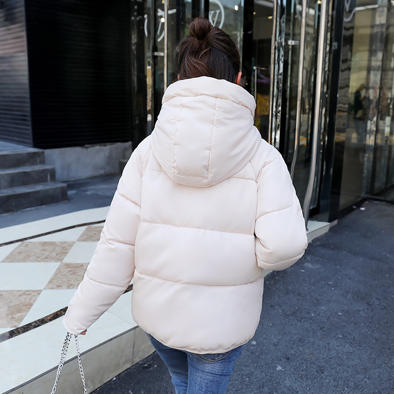 Winter Basic Puffer Jacket Women Solid Parka Coats Plus Size Hooded Thick Stand Collar Cotton Padded Casual Vetement Femme 201027