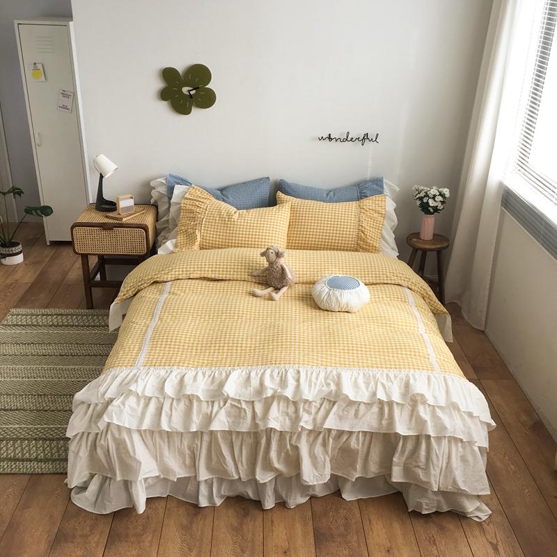 Yellow Pink 100% Washed Cotton Princess Girl Bedding Set White Pillowcases Ruffle Skirt Bed Design Duvet Splice Skirt Cover Cake
Yellow Pink 100% Washed Cotton Princess Girl Bedding Set White Pillowcases Ruffle Skirt Bed Design Duvet Splice Skirt Cover Cake