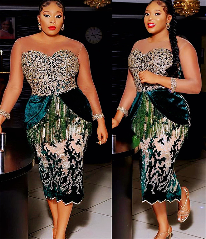 2022 Plus Size Arabic Aso Ebi Lace Sheath Sexy Prom Dresses Beading Knee Length Evening Formal Party Second Reception Birthday Engagement Gowns Dress 