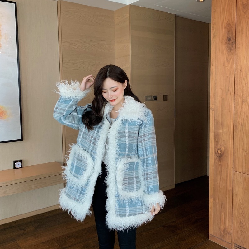 2021 New Female Wool New Korean Plus Size Loose Mid-length Lamb Lapel Skin Long Seam Plaid Jacket D2 Ryja, Blue
2021 New Female Wool New Korean Plus Size Loose Mid-length Lamb Lapel Skin Long Seam Plaid Jacket D2 Ryja, Blue