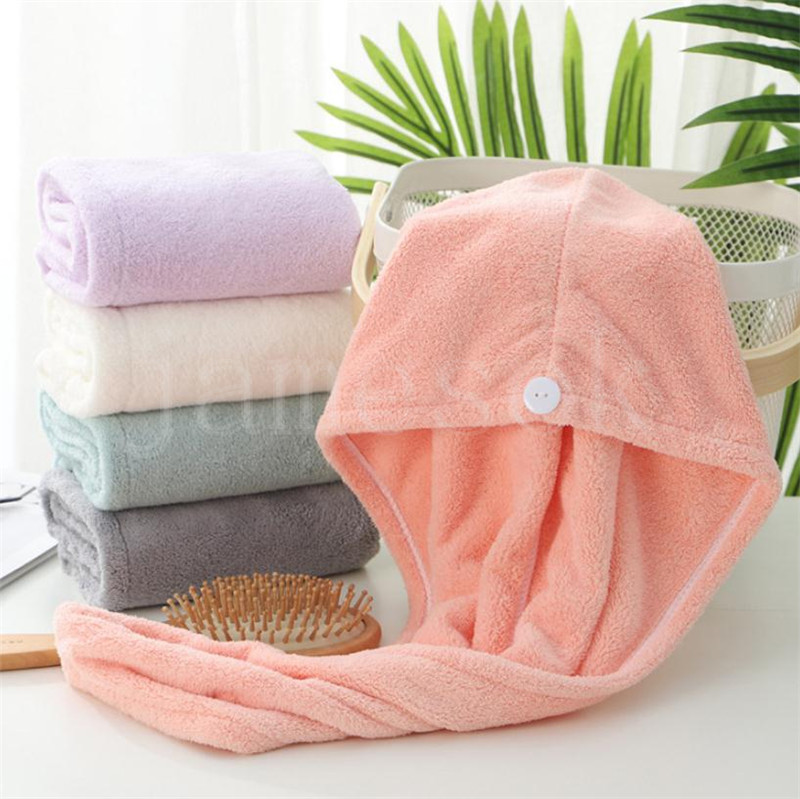 Dry Hair Caps Microfiber Quick Dry Shower Magic Absorbent Hair Towel Drying Turban Wrap Spa Bathing Cap DB216