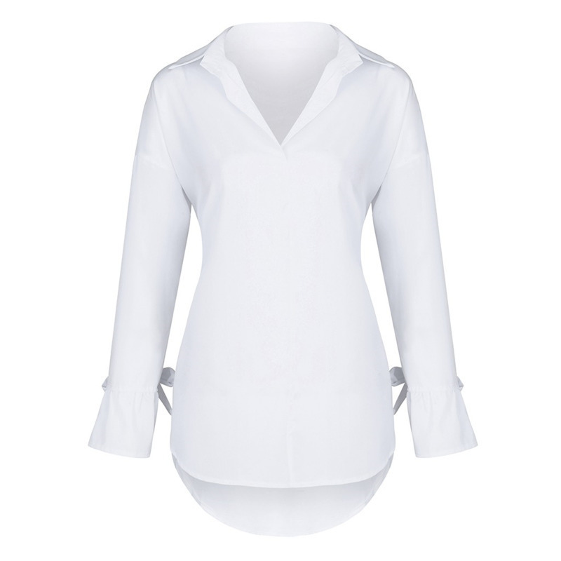 Long Sleeve Tops Casual Top Lapel Pure Blouse Plus Size White Shirt Blouses Women 201125