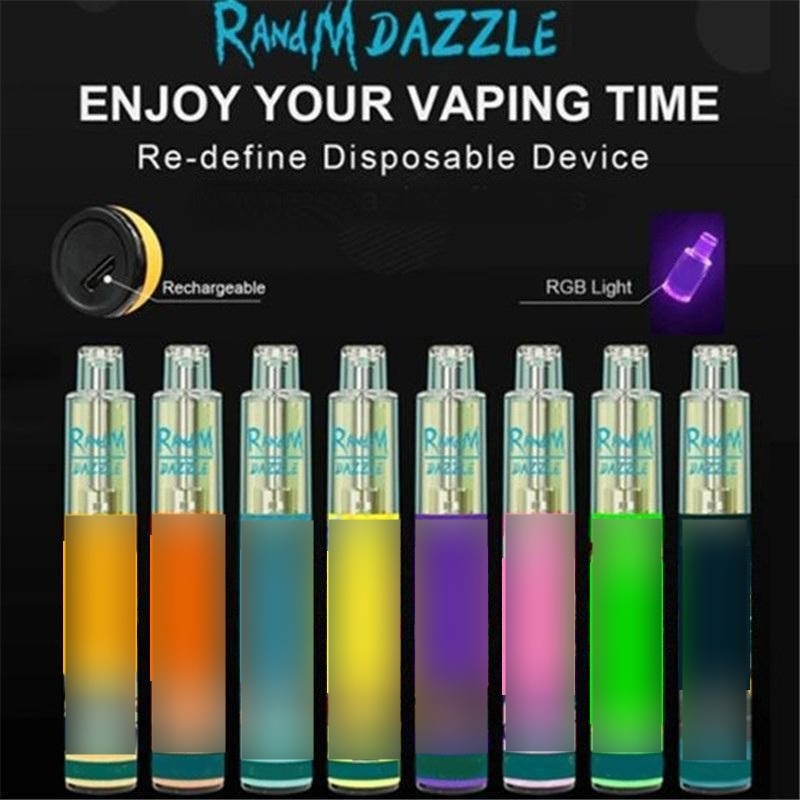 Original RandM dazzle Disposable E cigarette 2000 puffs 6ml Pre-Filled 650mAh Power Battery RGB light tube vapes pen starter kit Authentic wholesale
Original RandM dazzle Disposable E cigarette 2000 puffs 6ml Pre-Filled 650mAh Power Battery RGB light tube vapes pen starter kit Authentic wholesale