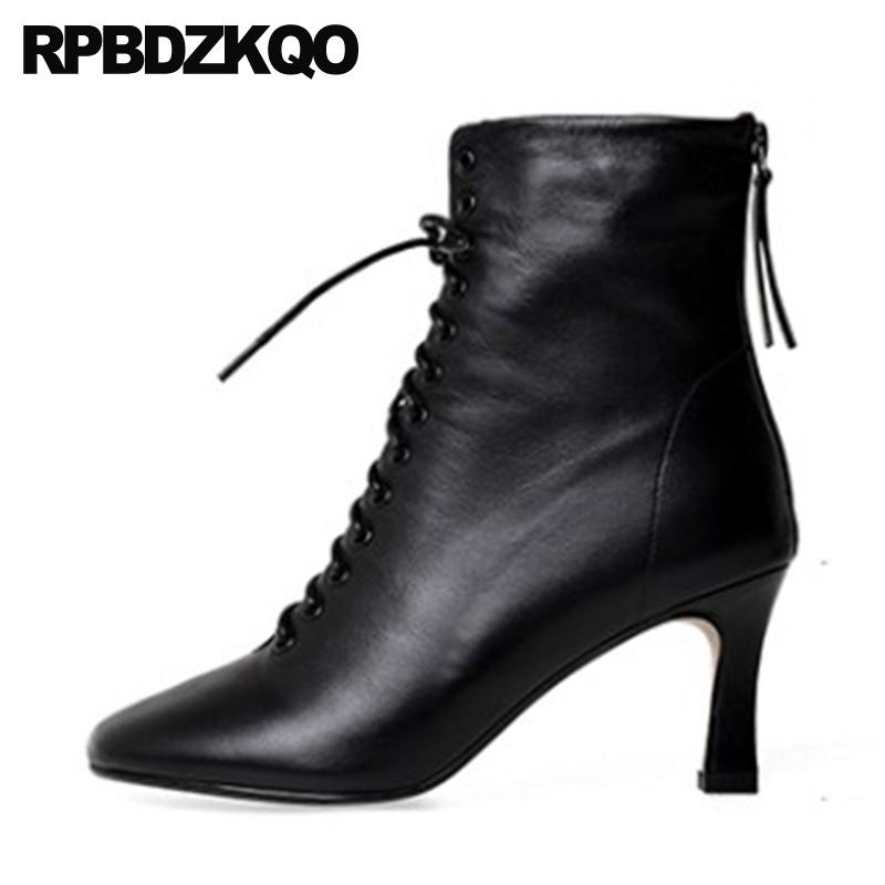 black genuine leather women shoes high heel chunky square toe 2020 big size front lace up casual ankle boots autumn fall winter, Beige
black genuine leather women shoes high heel chunky square toe 2020 big size front lace up casual ankle boots autumn fall winter, Beige