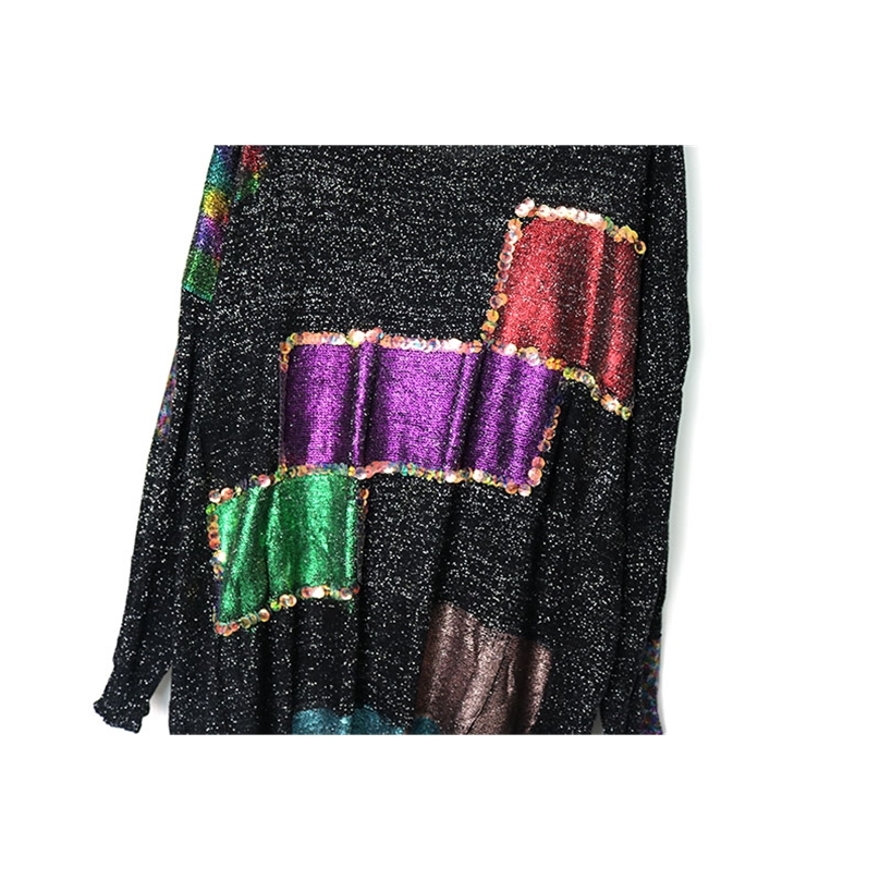 Tassel Hem Knitted Sweater Vintage Sequin Elegant Korea Fashion Autumn Patchwork Minority Style Sweater 201225