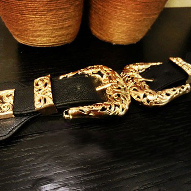 New Fashion Female Vintage Strap Metal Pin Buckle Leather Belts For Women elastic sexy gold hollow out wide waist belts LJ201103